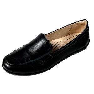 Life Stride Womens Black Faux Lean Comfort Loafer Size 9